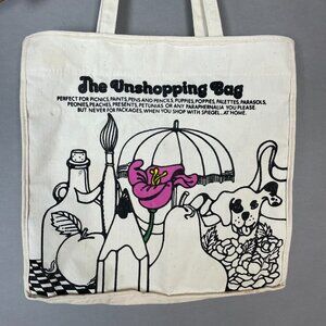 Vintage Spiegel The Unshopping Bag Canvas Tote Eclectic Retro 1970s Illustration